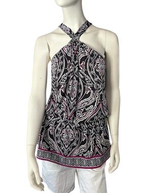 White House BlackMarket Drop Waist Tunic Black Multi Size Medium EUC